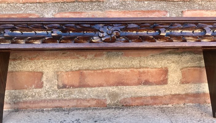 Wall-Mounted Walnut Carved Shelf, 1940s-NOU-825994