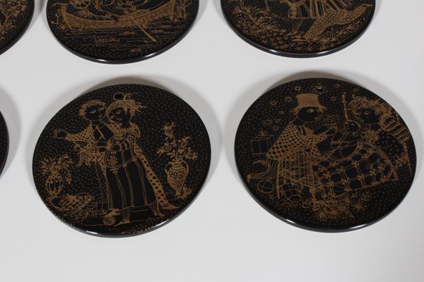 Wall Plates by Bjørn Wiinblad for Nymolle, 1960s, Set of 12-HJB-573397