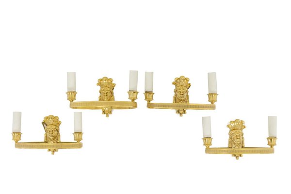 Wall Sconces in Bronze from Maison Baguès, 1900, Set of 4-CEJ-1339450