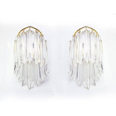 Wall Sconces in Crystal & Gilt Brass from Palwa, 1960s, Germany, Set of 2-DEK-932649