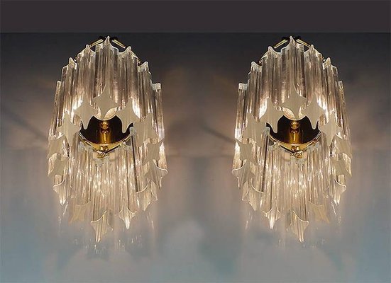 Wall Sconces in Crystal & Gilt Brass from Palwa, 1960s, Germany, Set of 2-DEK-932649