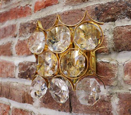 Wall Sconces in Crystal Glass & Gilt Brass from Palwa, 1960s, Germany, Set of 2-DEK-932564