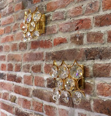 Wall Sconces in Crystal Glass & Gilt Brass from Palwa, 1960s, Germany, Set of 2-DEK-932564