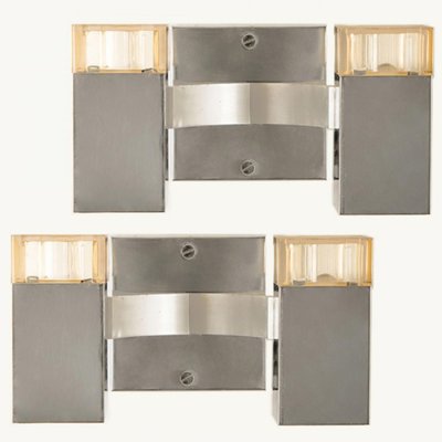 Wall Sconces in Metric Chrome by Gaetano Sciolari, 1960s, Set of 2-VDW-1330974