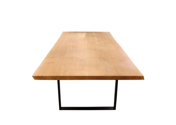 Walnut and Black Metal Frame Plank Table-UY-911707