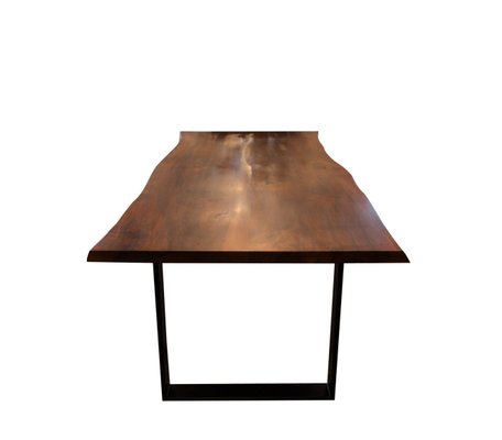 Walnut and Black Metal Frame Plank Table-UY-911706