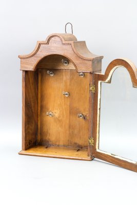 Walnut and Glass Wall Hanging Key Cabinet, 1890s-KEG-1772938