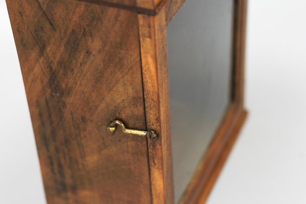 Walnut and Glass Wall Hanging Key Cabinet, 1890s-KEG-1772938