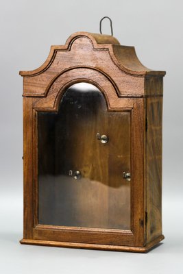 Walnut and Glass Wall Hanging Key Cabinet, 1890s-KEG-1772938