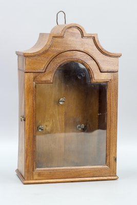 Walnut and Glass Wall Hanging Key Cabinet, 1890s-KEG-1772938