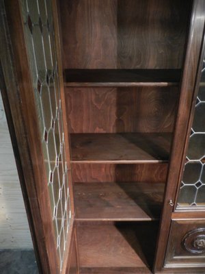 Walnut and Lead Glass Bookcase, Italy, 1950s-WWQ-935259