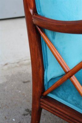 Walnut and Light Blue Velvet Armchair by Paolo Buffa, 1940s-EH-1058098