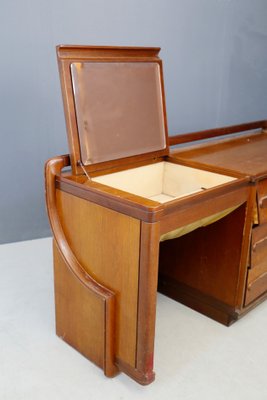 Walnut and Pink Mirror Chest of Drawers, 1950s-RCE-1402542