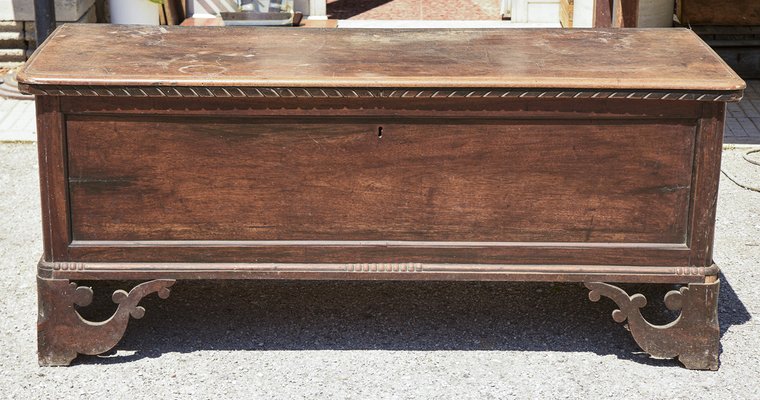 Walnut Bench Chest with Pierced Ciabatta Feet-RAQ-1389100