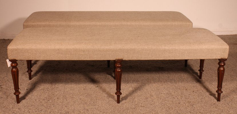 Walnut Benches, 19th Century, Set of 2-HPU-1806851