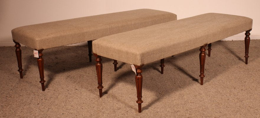 Walnut Benches, 19th Century, Set of 2-HPU-1806851