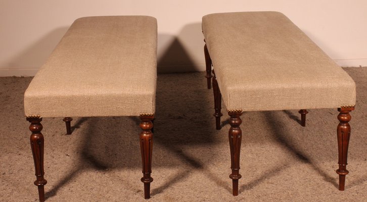 Walnut Benches, 19th Century, Set of 2-HPU-1806851