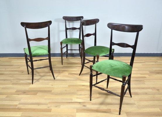 Walnut Campanino Dining Chairs by Giuseppe Gaetano Descalzi for Fratelli Levaggi, 1950s, Set of 4-QZZ-1132064