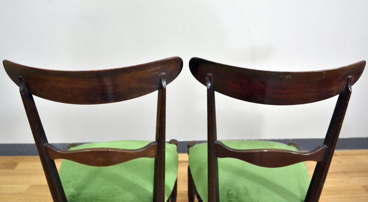 Walnut Campanino Dining Chairs by Giuseppe Gaetano Descalzi for Fratelli Levaggi, 1950s, Set of 4-QZZ-1132064