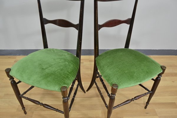 Walnut Campanino Dining Chairs by Giuseppe Gaetano Descalzi for Fratelli Levaggi, 1950s, Set of 4-QZZ-1132064