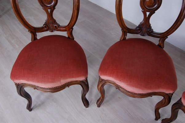 Walnut Chairs by Luigi Filippo, Italy, 1800s, Set of 4-XSG-1065500