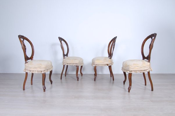 Walnut Chairs by Luigi Filippo, Italy, 1800s, Set of 4-XSG-1065500