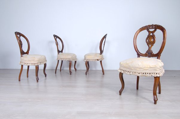 Walnut Chairs by Luigi Filippo, Italy, 1800s, Set of 4-XSG-1065500