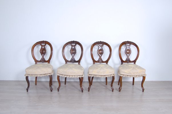 Walnut Chairs by Luigi Filippo, Italy, 1800s, Set of 4-XSG-1065500