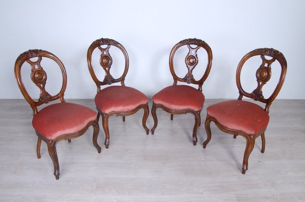 Walnut Chairs by Luigi Filippo, Italy, 1800s, Set of 4-XSG-1065500