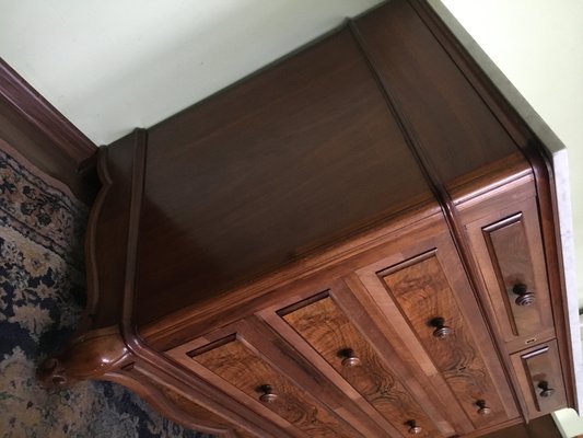 Walnut Chest of Drawers with White Marble Top, 1900s-WQQ-1029638