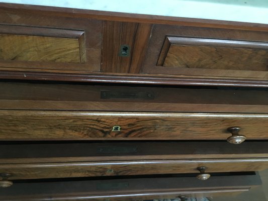 Walnut Chest of Drawers with White Marble Top, 1900s-WQQ-1029638