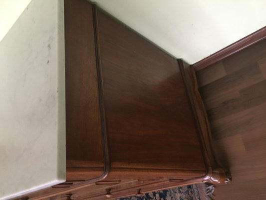 Walnut Chest of Drawers with White Marble Top, 1900s-WQQ-1029638