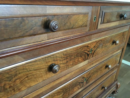 Walnut Chest of Drawers with White Marble Top, 1900s-WQQ-1029638