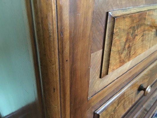 Walnut Chest of Drawers with White Marble Top, 1900s-WQQ-1029638