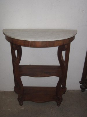 Walnut Console with Marble Top, 1980s-CDG-1383448