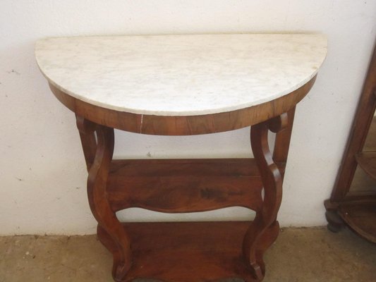 Walnut Console with Marble Top, 1980s-CDG-1383448