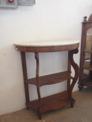 Walnut Console with Marble Top, 1980s-CDG-1383448