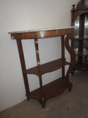 Walnut Console with Marble Top, 1980s-CDG-1383448