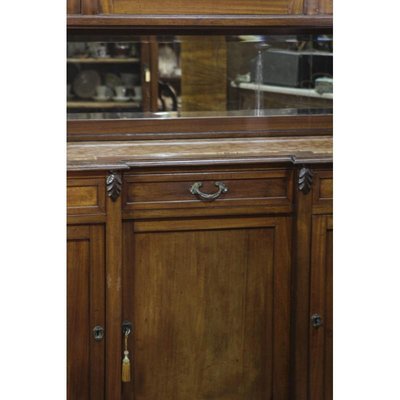 Walnut Cupboard with Beveled Glass and Marble Top-RAQ-699879