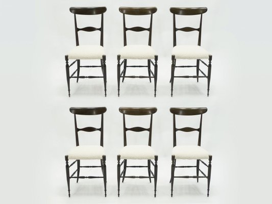 Walnut Dining Chairs by Fratelli Levaggi & Giuseppe Gaetano Descalzi for Campanino Chiavari, 1950s, Set of 6-YJA-696116