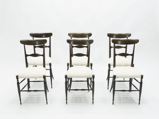 Walnut Dining Chairs by Fratelli Levaggi & Giuseppe Gaetano Descalzi for Campanino Chiavari, 1950s, Set of 6-YJA-696116