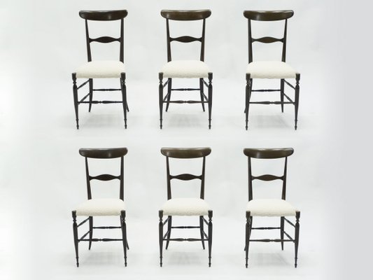 Walnut Dining Chairs by Fratelli Levaggi & Giuseppe Gaetano Descalzi for Campanino Chiavari, 1950s, Set of 6-YJA-696116