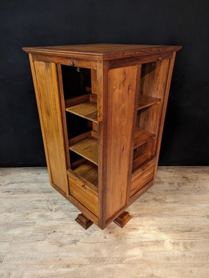 Walnut Four-Curtain Revolving Bookcase, 1920s-IBO-1739760