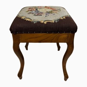 Walnut Gobelin Stool with Floral Pattern, France, 1860s-ALF-2033573