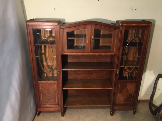 Walnut Inlaid Bookcase, 1900s-WQQ-1017407