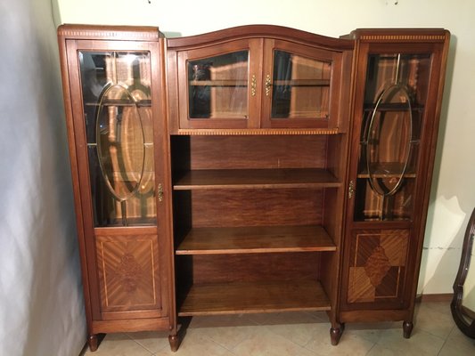 Walnut Inlaid Bookcase, 1900s-WQQ-1017407