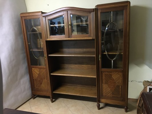 Walnut Inlaid Bookcase, 1900s-WQQ-1017407