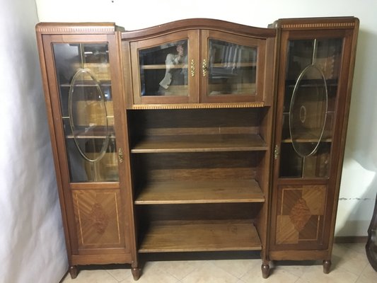 Walnut Inlaid Bookcase, 1900s-WQQ-1017407