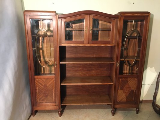 Walnut Inlaid Bookcase, 1900s-WQQ-1017407