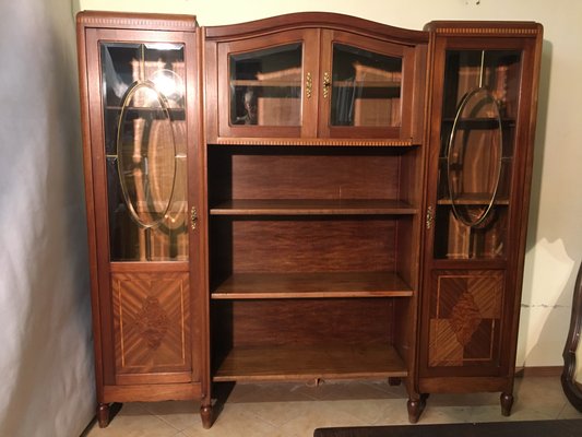 Walnut Inlaid Bookcase, 1900s-WQQ-1017407